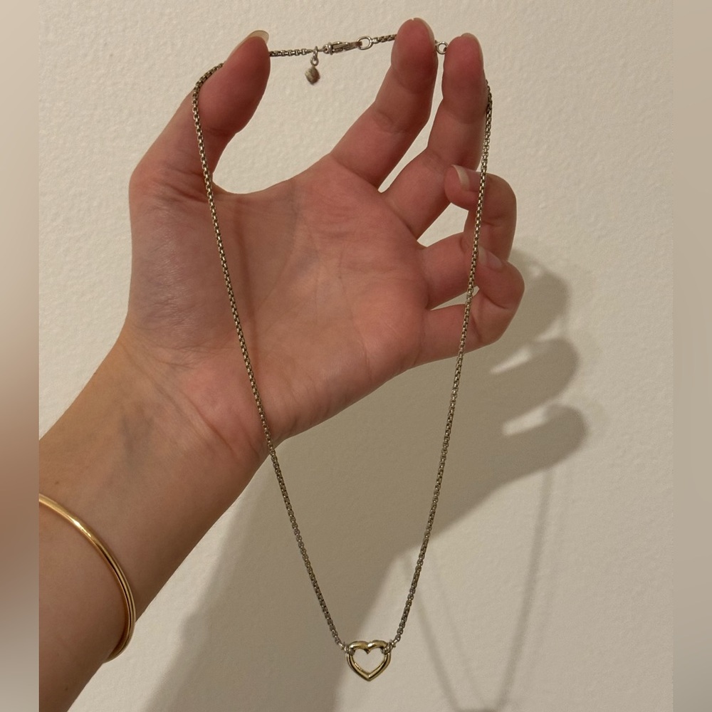 David Yurman Silver and Gold Heart Necklace - Picture 2 of 7